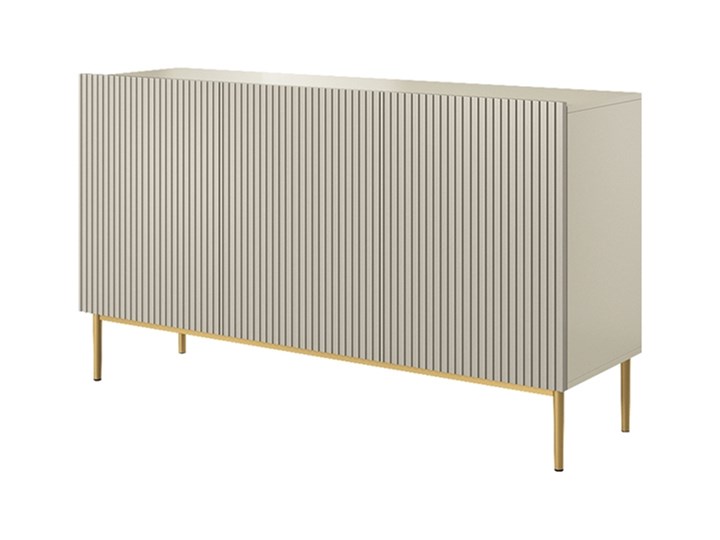 BOGART. Komoda Nicole 150 cm kaszmir / złote nóżki Kategoria Komody Płyta MDF Wysokość 85 cm Z witrynami Głębokość 45 cm Styl Nowoczesny