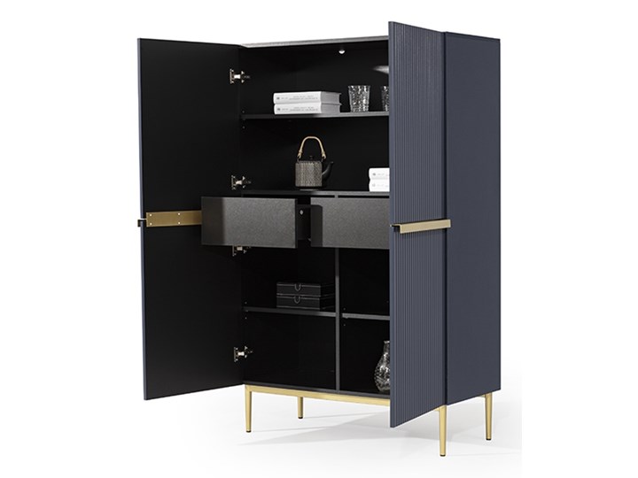 BOGART. Kredens Nicole granat MDF / złote nóżki Wysokość 160 cm Głębokość 45 cm Płyta MDF Szerokość 100 cm Pomieszczenie Salon Styl Glamour