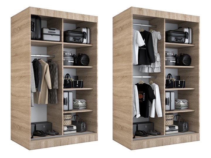 Biała szafa przesuwna 120 cm - Felix 3X Drewno Płyta laminowana Metal Styl Minimalistyczny Głębokość 60 cm Płyta MDF Wysokość 200 cm Rodzaj drzwi Przesuwne