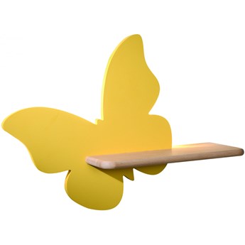 Żółty kinkiet dziecięcy motyl z półką - K031-Didi