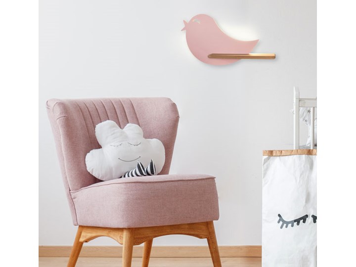 Różowa lampka ścienna dziecięca w kształcie ptaszka - K033-Kaka Kinkiet Kolor Różowy