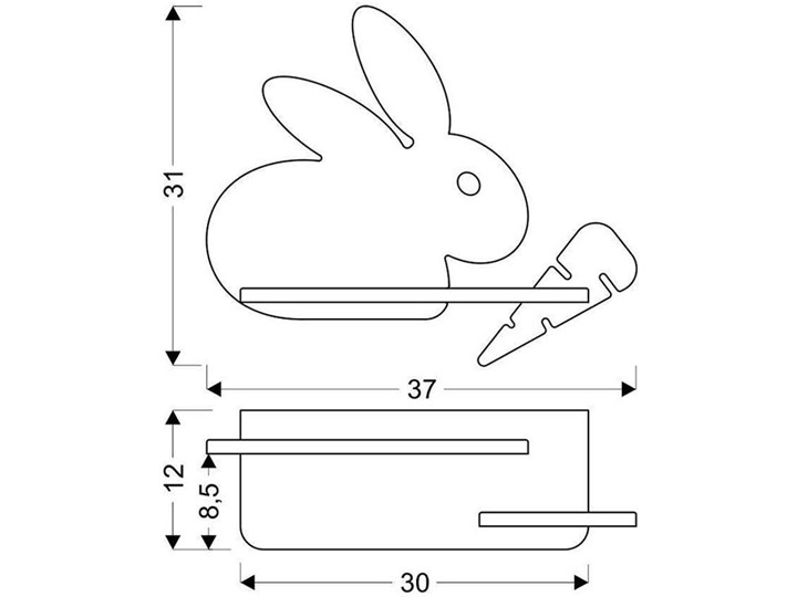 Szaro-biały kinkiet dziecięcy w formie królika - K027-Fifi Kategoria Lampy dziecięce
