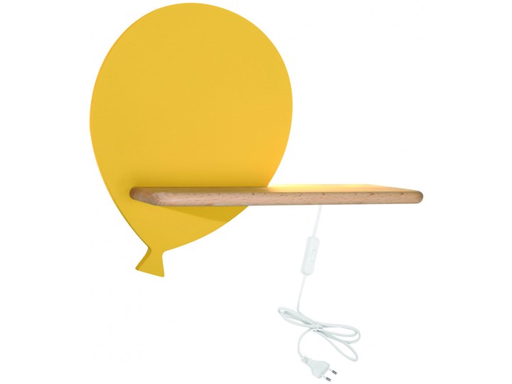 Żółty kinkiet dziecięcy w kształcie balonika z półką - K020-Kiki