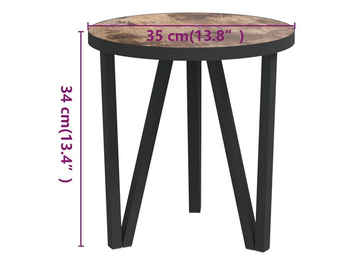 vidaXL Stolik herbaciany, czarno-żółty, Ø35 cm, MDF Płyta MDF Styl Industrialny Stal Wysokość 34 cm Kategoria Stoliki i ławy