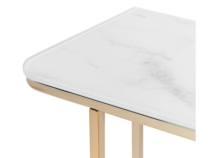 Beliani Konsola biały złoty szkło stal 100 x 33 cm efekt marmuru szkło hartowane styl nowoczesny glamour salon sypialnia korytarz Szerokość 100 cm Z półką Metal Stal nierdzewna Pomieszczenie Przedpokój