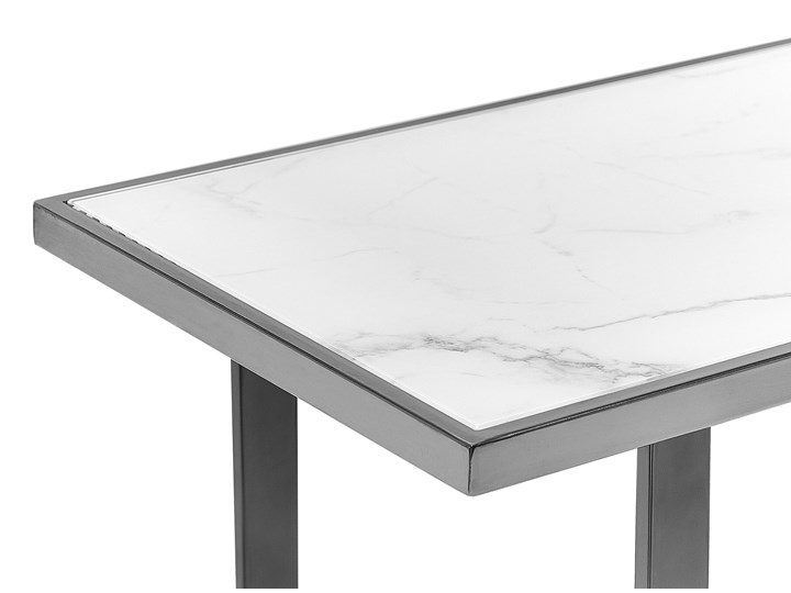 Beliani Konsola biały srebrny szkło stal 120 x 40 cm efekt marmuru szkło hartowane styl nowoczesny glamour salon sypialnia korytarz Metal Stal nierdzewna Szerokość 120 cm Pomieszczenie Przedpokój