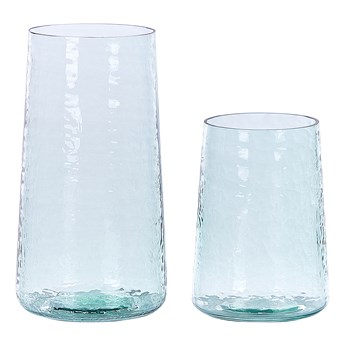 Beliani Komplet 2 wazonów na kwiaty transparenty szklany szkło teksturowane wazon na stół