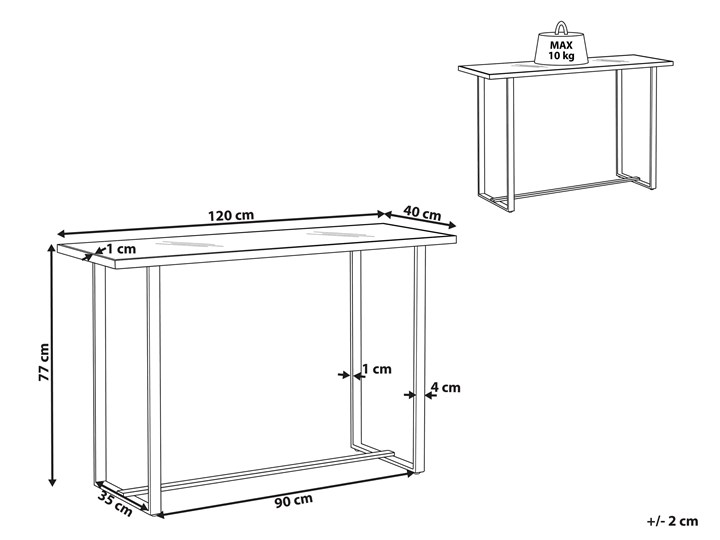 Beliani Konsola biały srebrny szkło stal 120 x 40 cm efekt marmuru szkło hartowane styl nowoczesny glamour salon sypialnia korytarz Stal nierdzewna Metal Szerokość 120 cm Pomieszczenie Przedpokój