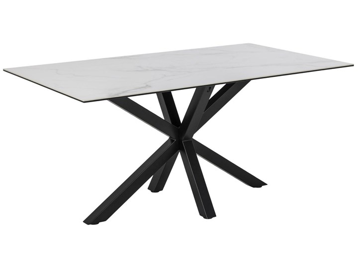 Biały stół z ceramicznym blatem Heaven 160x90 Szkło Styl Glamour Metal Marmur Wysokość 76 cm Kategoria Stoły kuchenne