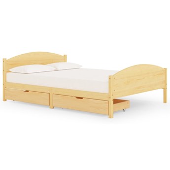 vidaXL Rama łóżka z 2 szufladami, lite drewno sosnowe, 140 x 200 cm