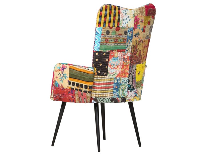 vidaXL Fotel z wysokim oparciem, patchwork, obity płótnem Metal Fotel motyl Tkanina Pomieszczenie Salon Kategoria Fotele do salonu