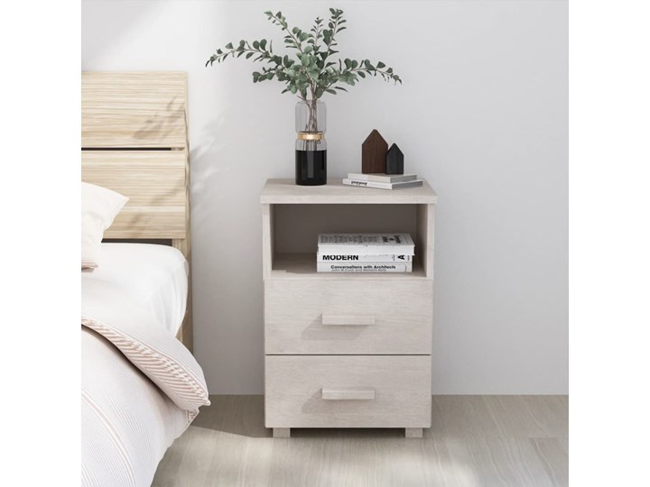 vidaXL Szafka nocna, biała, 40x35x62 cm, drewno sosnowe Głębokość 35 cm Nocne Sosna Szerokość 40 cm Płyta MDF Płyta laminowana Typ Nocne Pomieszczenie Sypialnia