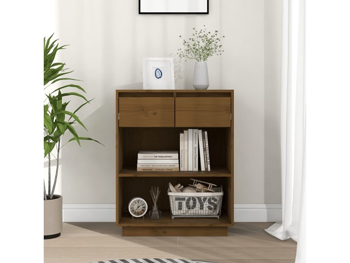 vidaXL Szafka, miodowy brąz, 60x34x75 cm, lite drewno sosnowe Szerokość 60 cm Płyta MDF Sosna Na zdjęcia Głębokość 34 cm Pomieszczenie Biuro i pracownia Kategoria Szafki i regały