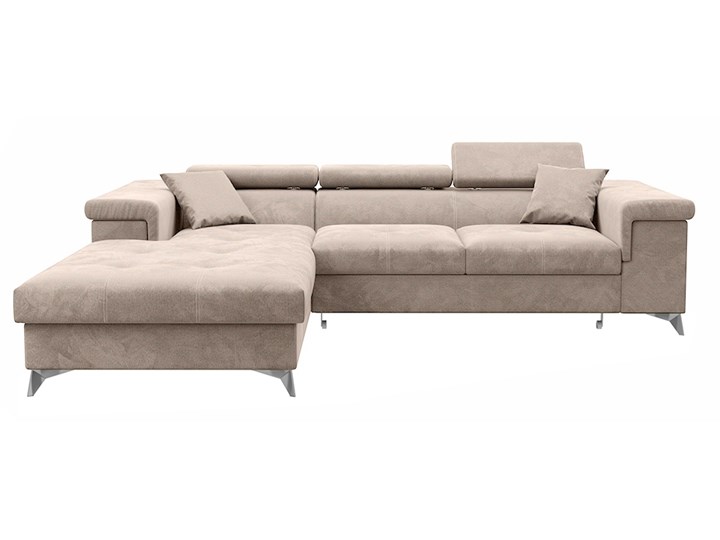 SELSEY Narożnik z funkcją spania Mikkara L-kształtny z pojemnikiem beżowy welur hydrofobowy lewostronny Wysokość 70 cm Głębokość 205 cm Lewostronne Szerokość 280 cm Funkcje Z pojemnikiem na pościel