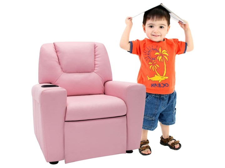 vidaXL Fotel rozkładany dla dzieci, obity sztuczną skórą, różowy Metal Kategoria Fotele do salonu Tkanina Tworzywo sztuczne Skóra ekologiczna Pomieszczenie Pokój przedszkolaka
