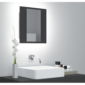 vidaXL Szafka łazienkowa z lustrem i LED, szara, 40x12x45 cm