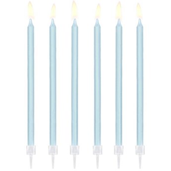 Świeczki urodzinowe gładkie, jasny niebieski, 14 cm