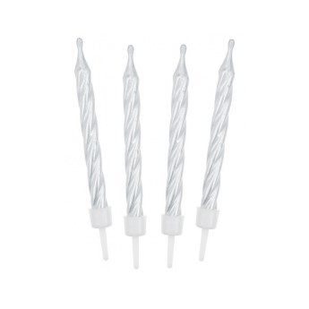 Świeczki urodzinowe spiralne białe, 12szt