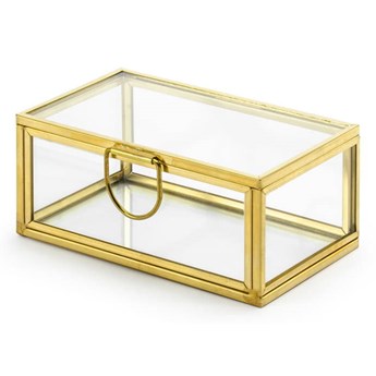 Szklane pudełko, wykończenie złote 9 cm x 5,5 cm x 4 cm