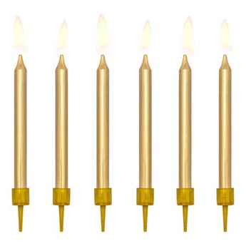 Świeczki urodzinowe gładkie, złoty, 6cm