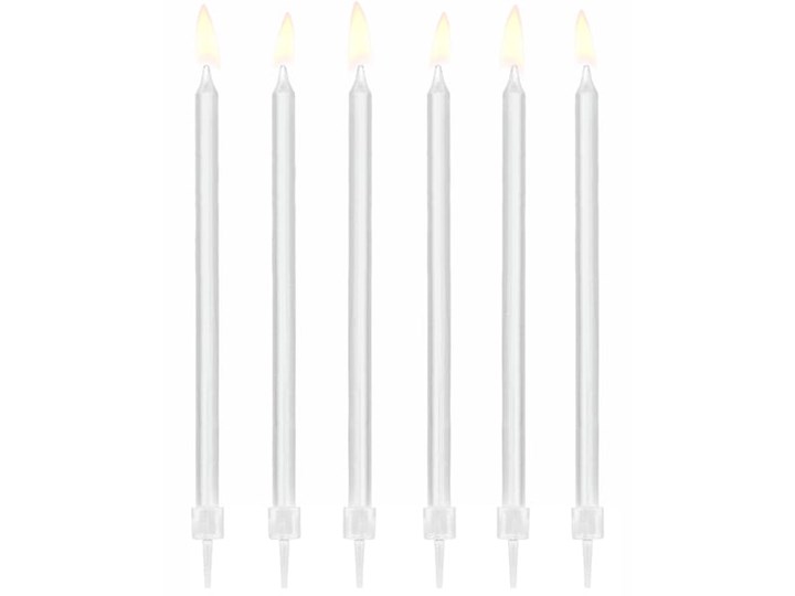 Świeczki urodzinowe gładkie, biały, 14 cm