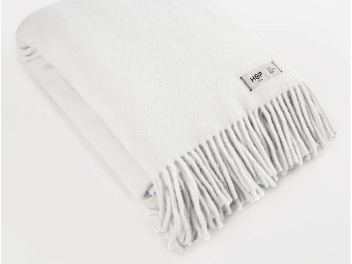 Koc wełniany HOP DESIGN – YETI (perłowy biały)