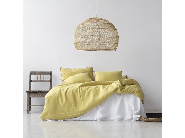 Żółta lniana pościel SUNNY - 160 x 200 cm + 1 poszewka 50 x 60 cm Len 160x200 cm Rozmiar poduszki 50x60 cm Kolor Żółty