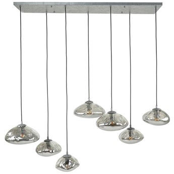 Lampa wisząca srebrna postarzana 130 cm klosze szklane