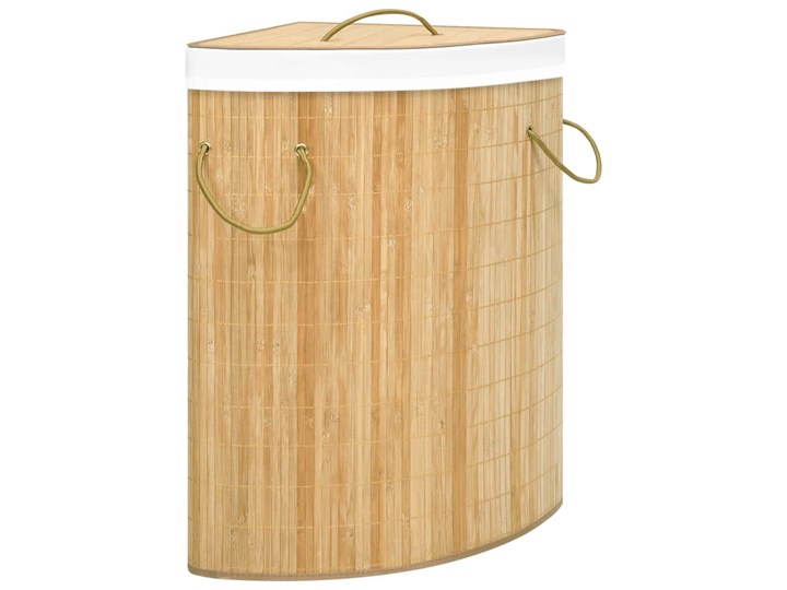 vidaXL Bambusowy kosz na pranie, narożny, 60 L Drewno Tkanina Kategoria Kolor Beżowy