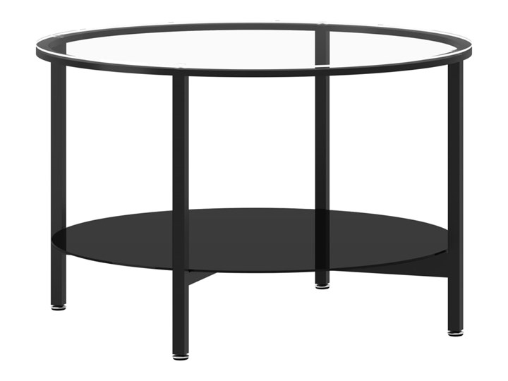 vidaXL Stolik kawowy, czarna rama i bezbarwne szkło hartowane, 70 cm Kategoria Stoliki i ławy Metal Wysokość 46 cm Kolor Czarny