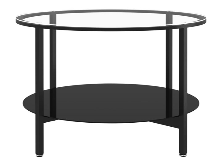 vidaXL Stolik kawowy, czarna rama i bezbarwne szkło hartowane, 70 cm Wysokość 46 cm Metal Kolor Czarny Styl Minimalistyczny