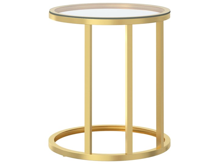 vidaXL Stolik boczny, złota rama i przezroczyste szkło hartowane 45 cm Wysokość 58 cm Metal Styl Minimalistyczny