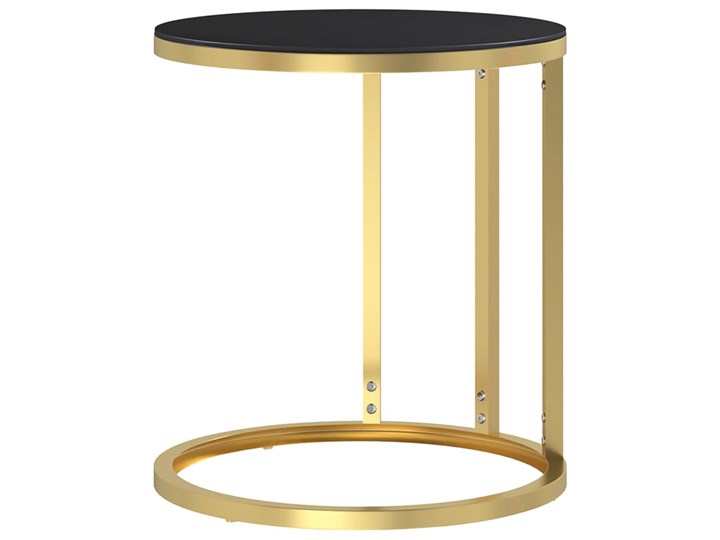 vidaXL Stolik boczny, złota rama i czarne szkło hartowane, 45 cm Wysokość 58 cm Metal Kolor Czarny