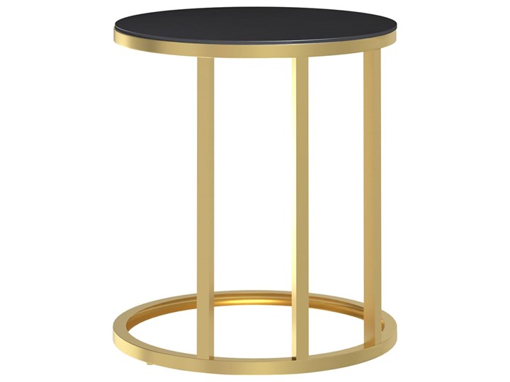 vidaXL Stolik boczny, złota rama i czarne szkło hartowane, 45 cm Metal Wysokość 58 cm Kolor Złoty Styl Nowoczesny