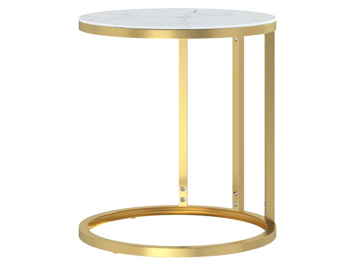 vidaXL Stolik boczny, złota rama i biały marmur, szkło hartowane 45 cm Metal Wysokość 58 cm Kolor Złoty Styl Nowoczesny