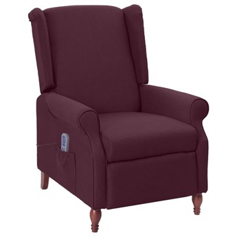 vidaXL Rozkładany fotel masujący, fioletowy, obity tkaniną