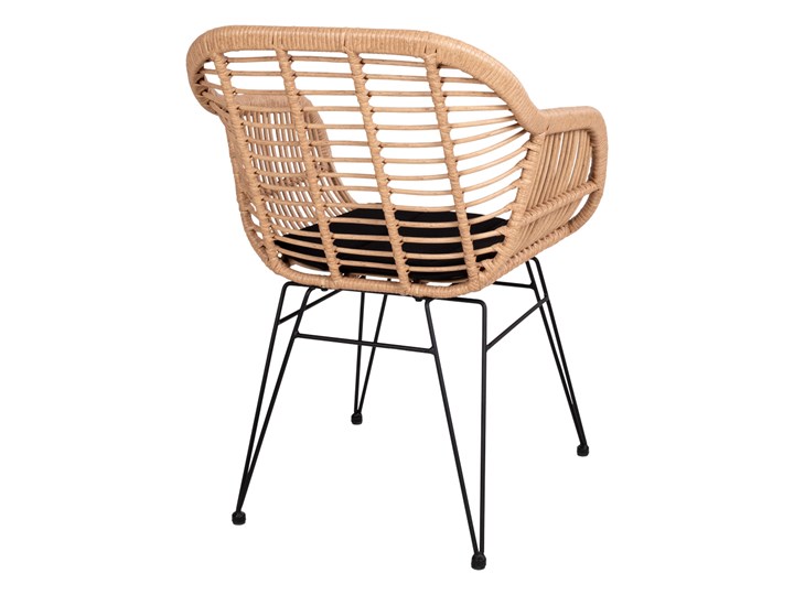 SELSEY Krzesło Hacive naturalne Metal Rattan Krzesło z podłokietnikami Styl Nowoczesny