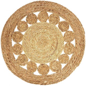 Dywan pleciony z rattanu liści wierzby okrągły 80 cm kod: O-569357