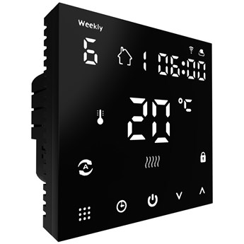 Dotykowy termostat WiFi regulator sterownik czarny 16A + czujnik podłogowy + mata grzewcza 4m2