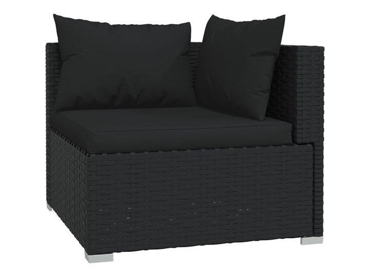 vidaXL 4-cz. zestaw wypoczynkowy do ogrodu, poduszki, czarny rattan PE Tworzywo sztuczne Stal Zestawy modułowe Zestawy wypoczynkowe Zawartość zestawu Sofa Zawartość zestawu Narożnik