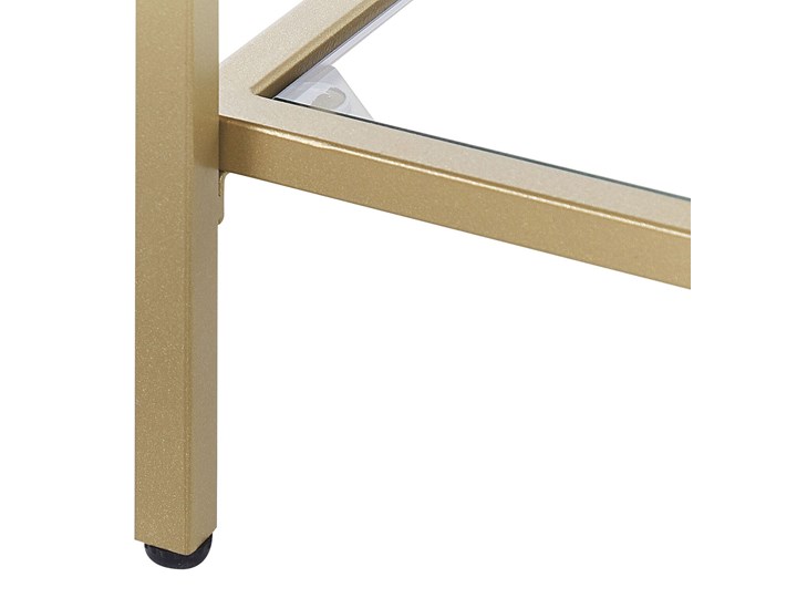 Beliani Konsola złota szkło hartowane żelazo 100 x 30 cm z 2 półkami prostokątny stolik styl nowoczesny glamour salon sypialnia korytarz Z półką Szerokość 100 cm Metal Kolor Złoty