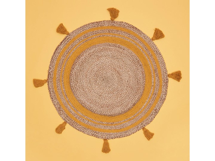 Sinsay - Dywan z frędzlami - Kremowy Okrągły 80x80 cm Dywany Juta Dywany sznurkowe Kategoria Dywany