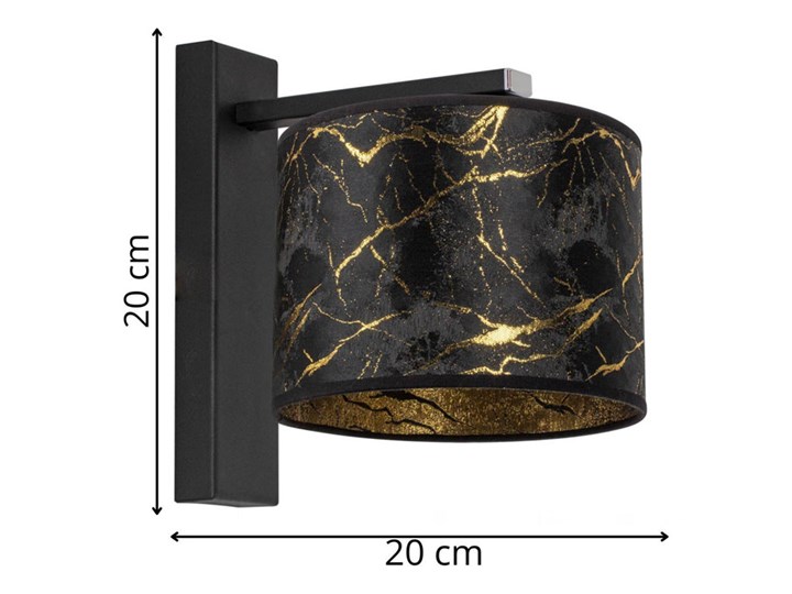 Czarno-złoty kinkiet z abażurem glamour - S698-Porsa Tkanina Metal Kinkiet LED Kolor Czarny
