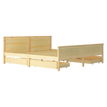 vidaXL Rama łóżka z 4 szufladami, lite drewno sosnowe, 180 x 200 cm