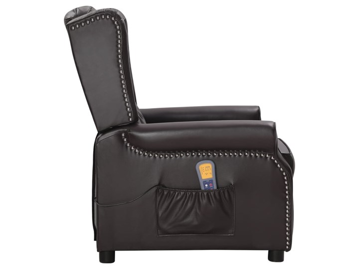vidaXL Rozkładany fotel masujący, błyszcząca brązowa, sztuczna skóra Metal Drewno Skóra ekologiczna Tkanina Tworzywo sztuczne Fotel rozkładany Pomieszczenie Salon