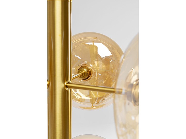 Lampa wisząca złota 53x53 cm klosz szklany bursztynowy