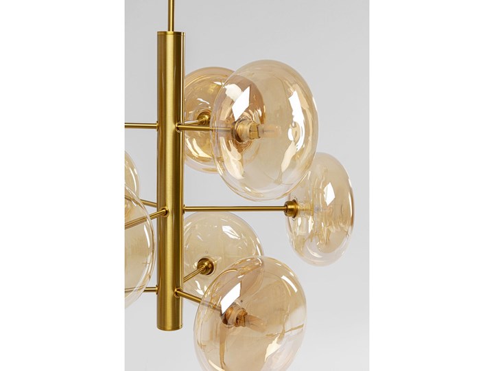 Lampa wisząca złota 53x53 cm klosz szklany bursztynowy