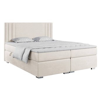 Praktyczne łóżko kontynentalne dwuosobowe z materacem i opcją pojemnika na pościel - MARISE 160x200 kremowy