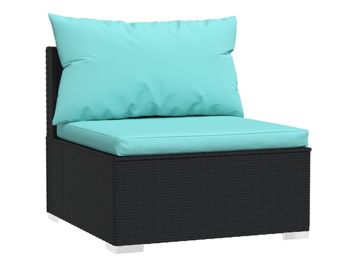vidaXL 11-cz. zestaw wypoczynkowy do ogrodu, z poduszkami, czarny Stal Technorattan Rattan Zestawy wypoczynkowe Zestawy modułowe Tworzywo sztuczne Zawartość zestawu Sofa