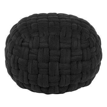 Beliani Puf czarny welurowy okrągły 45 x 35 cm ręcznie wykonany plecionka podnóżek